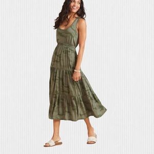 Sundry The Malibu Green Cameo Summer Midi Dress Size: Large